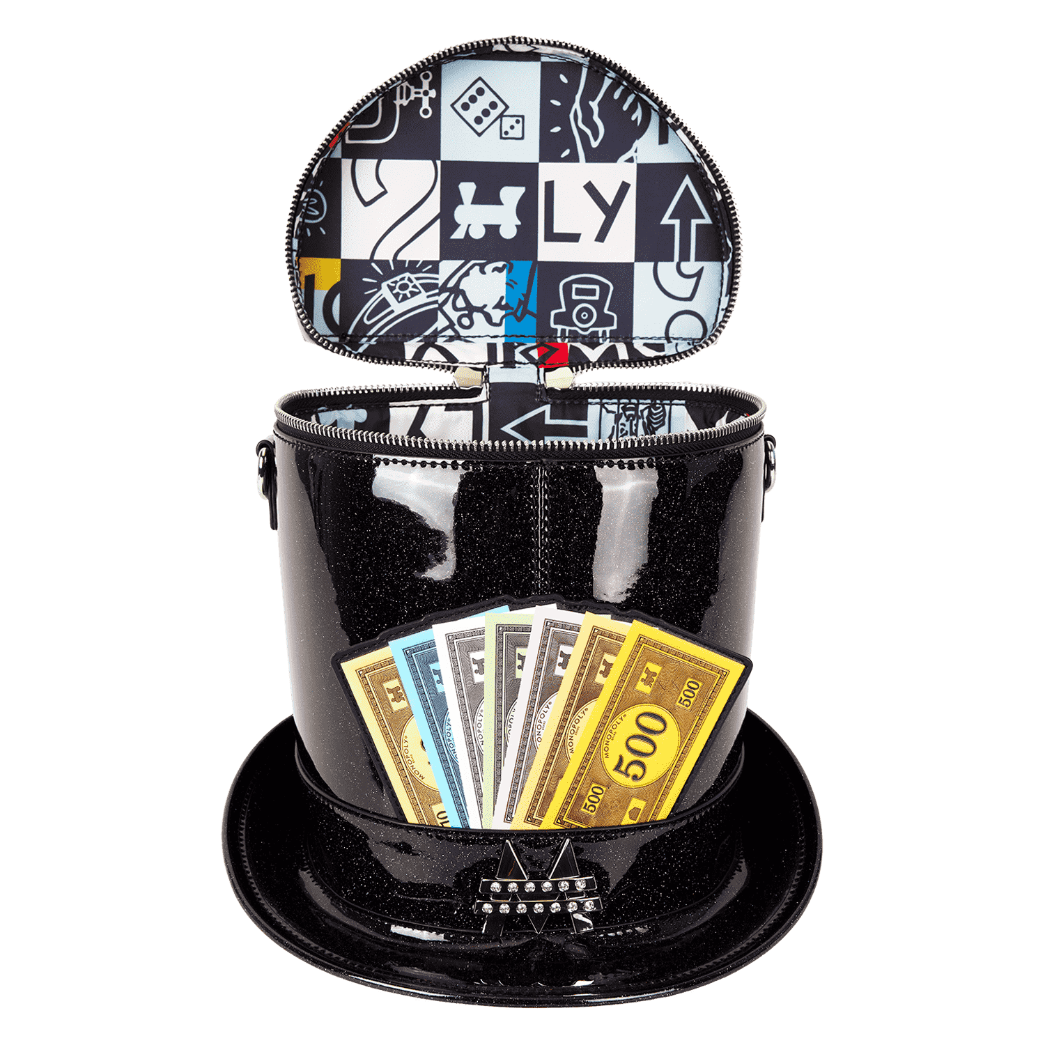 Monopoly 90th Anniversary Top Hat Glitter Figural Crossbody Bag - Image 8