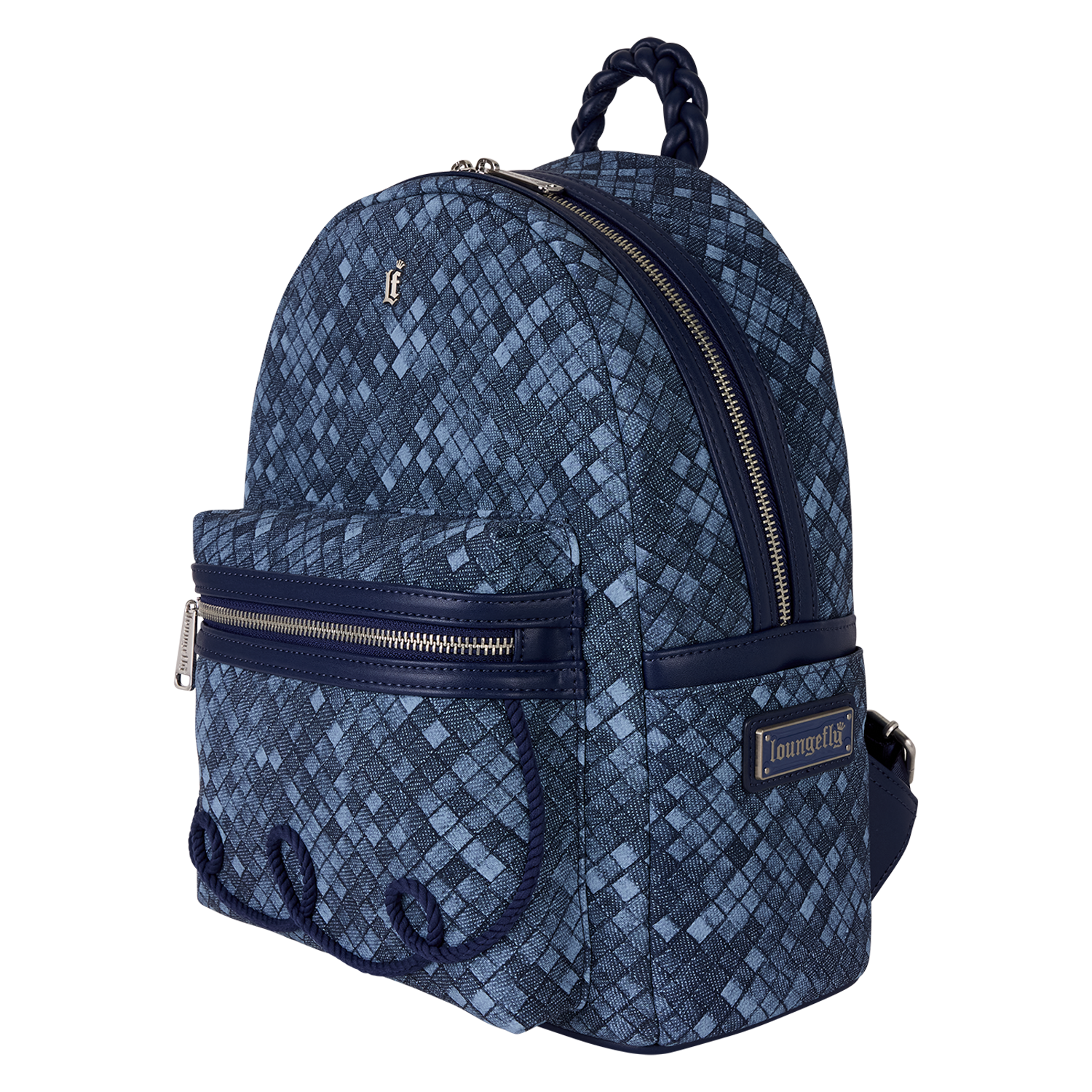Loungefly Blue Checkered Mini Backpack - Image 3