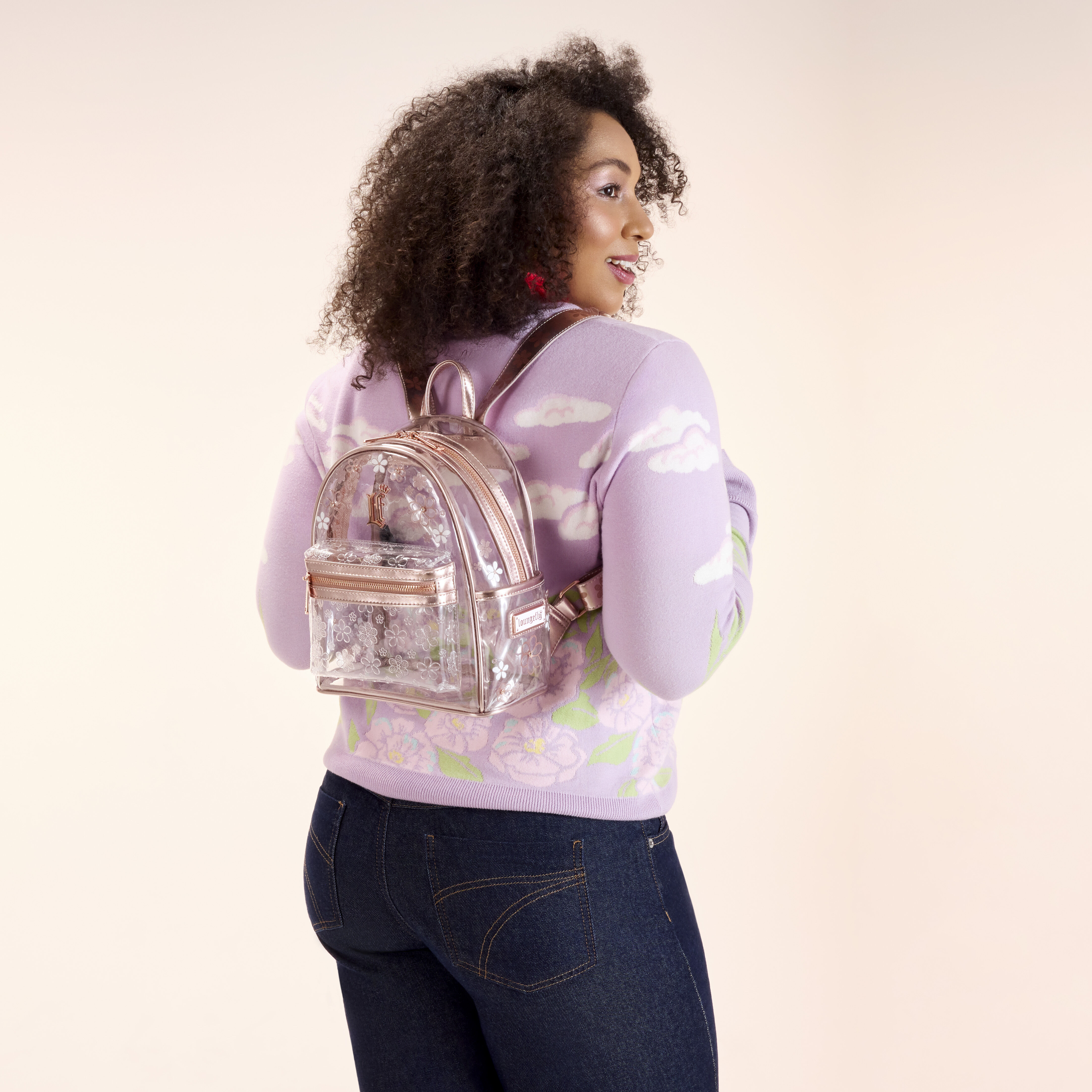 Loungefly Clear Floral Mini Backpack - Image 3