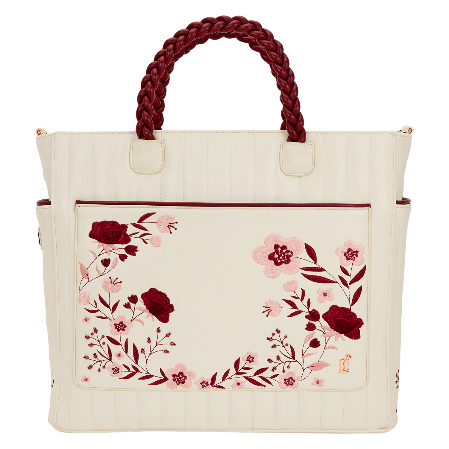 Loungefly Cream & Red Floral Convertible Backpack and Tote Crossbody Bag