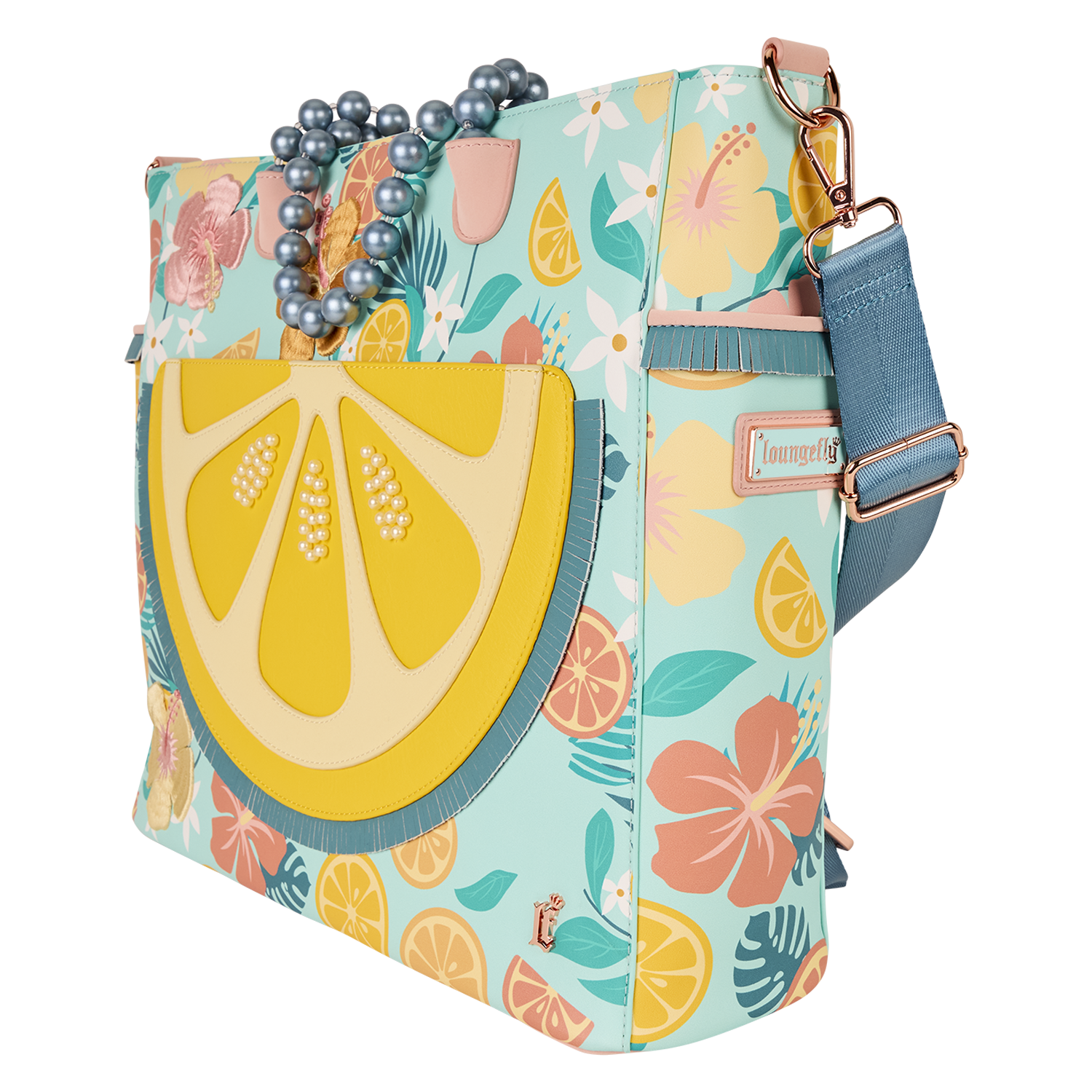Loungefly Tropical Lemon Floral Convertible Backpack & Tote Crossbody Bag - Image 3