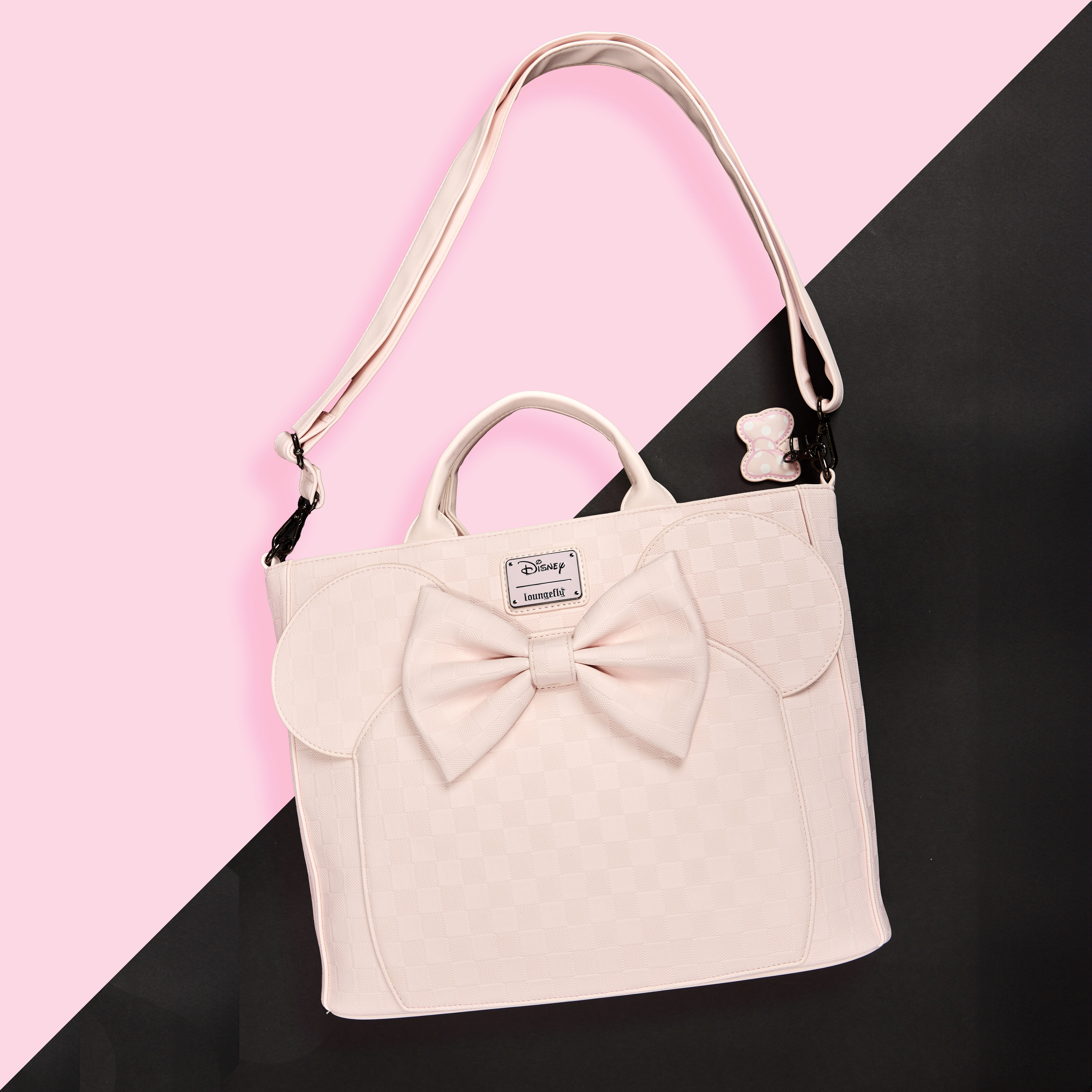 Minnie Mouse Checkered Texture Convertible Backpack & Tote Crossbody Bag - Image 2