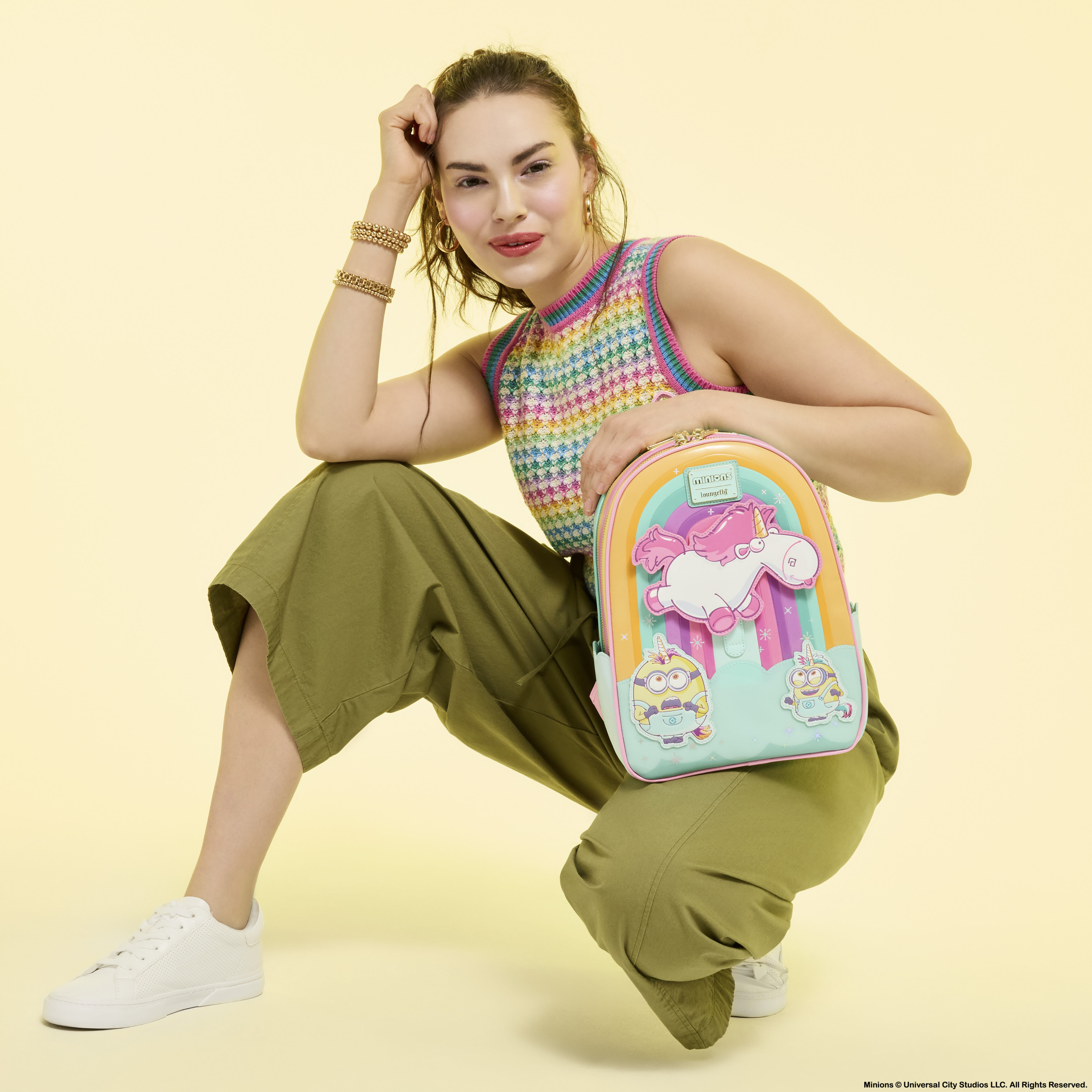 Minions Fluffy Unicorn Rainbow Mini Backpack - Image 2