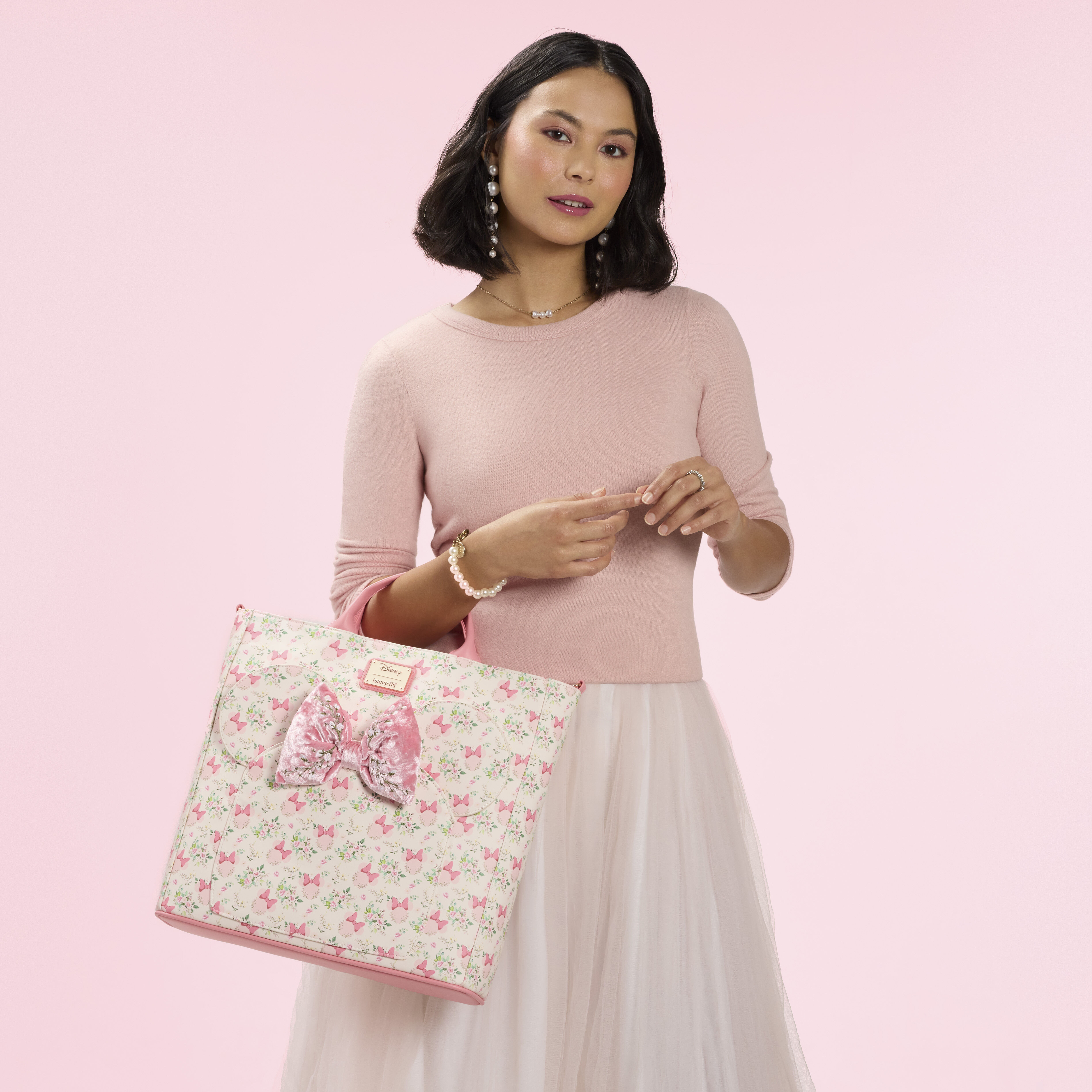 Minnie Mouse Floral All-Over Print Convertible Backpack & Tote Crossbody Bag - Image 2