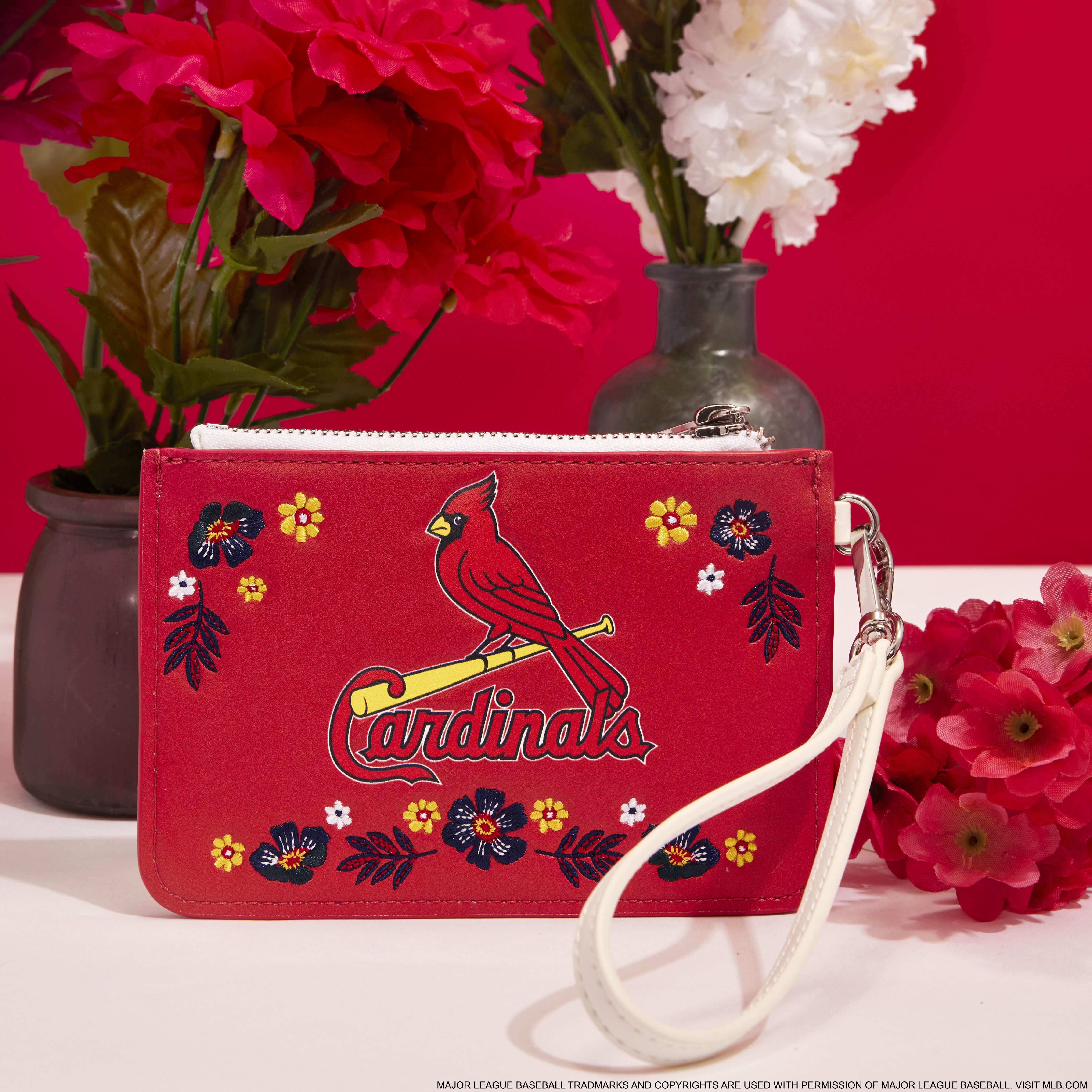 MLB St. Louis Cardinals Floral Card Holder Wristlet Clutch - Image 2