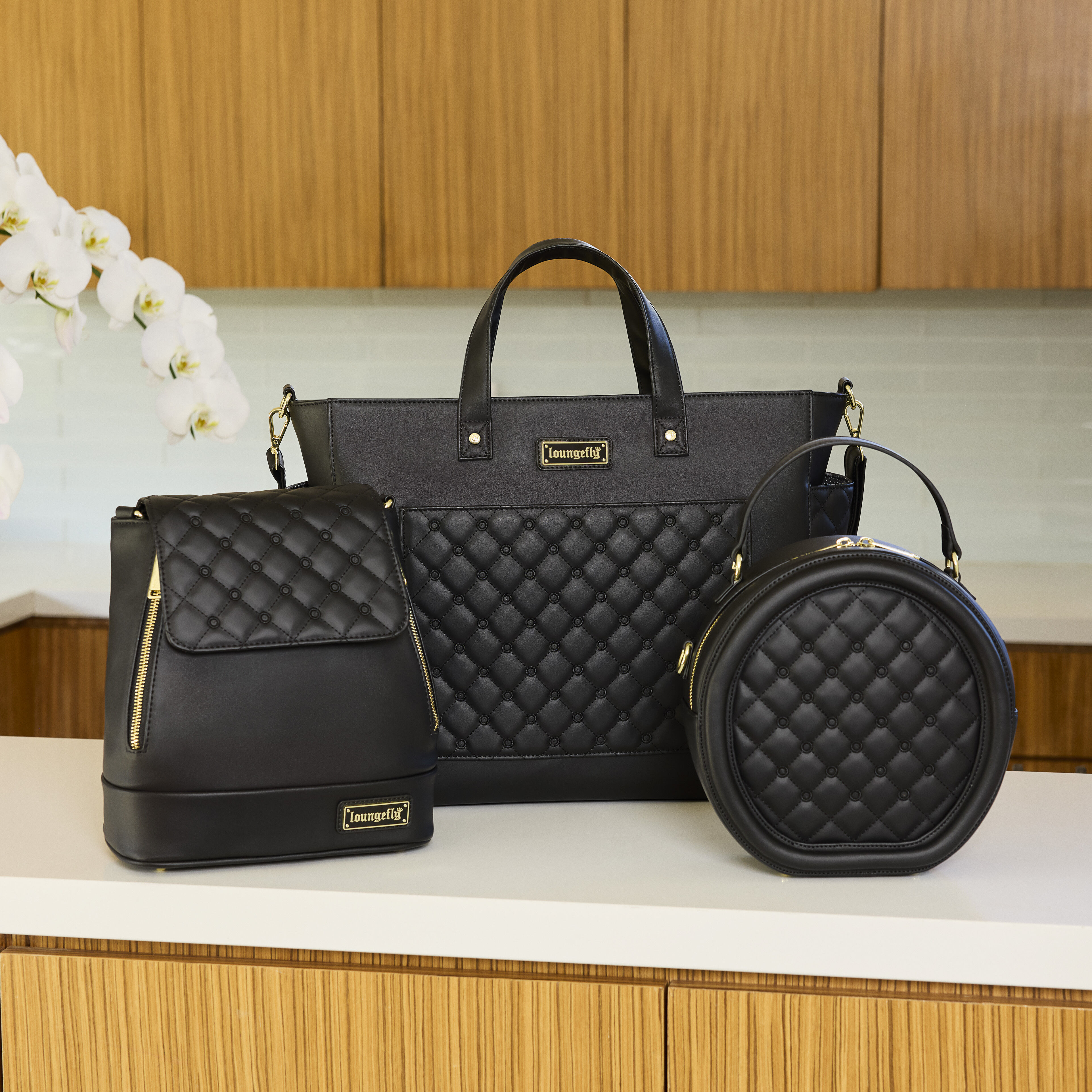 Loungefly The Mo Black Convertible Backpack & Tote Crossbody Pin Trader Bag - Image 4