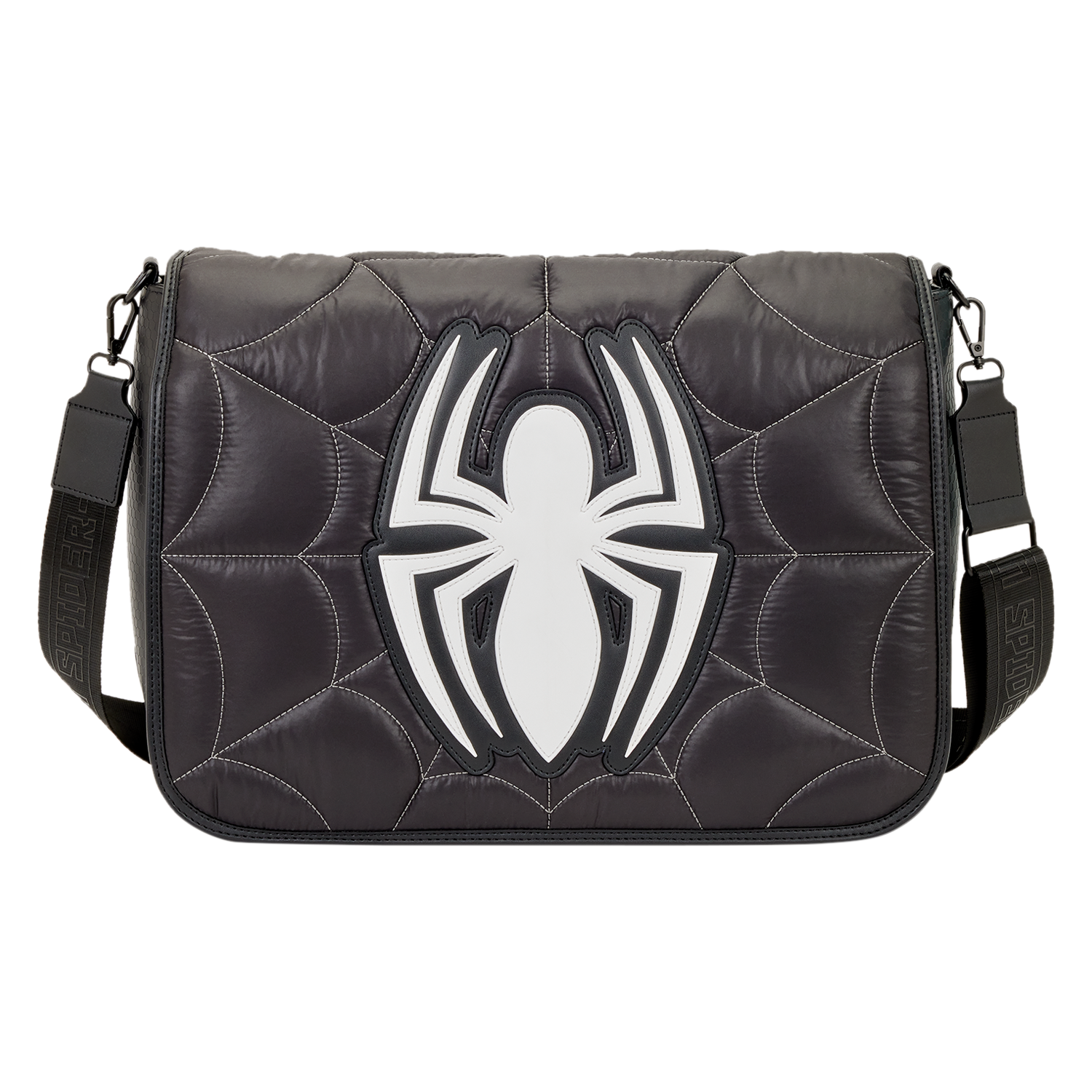 Spider-Man Black & White Suit Quilted Messenger Crossbody Bag