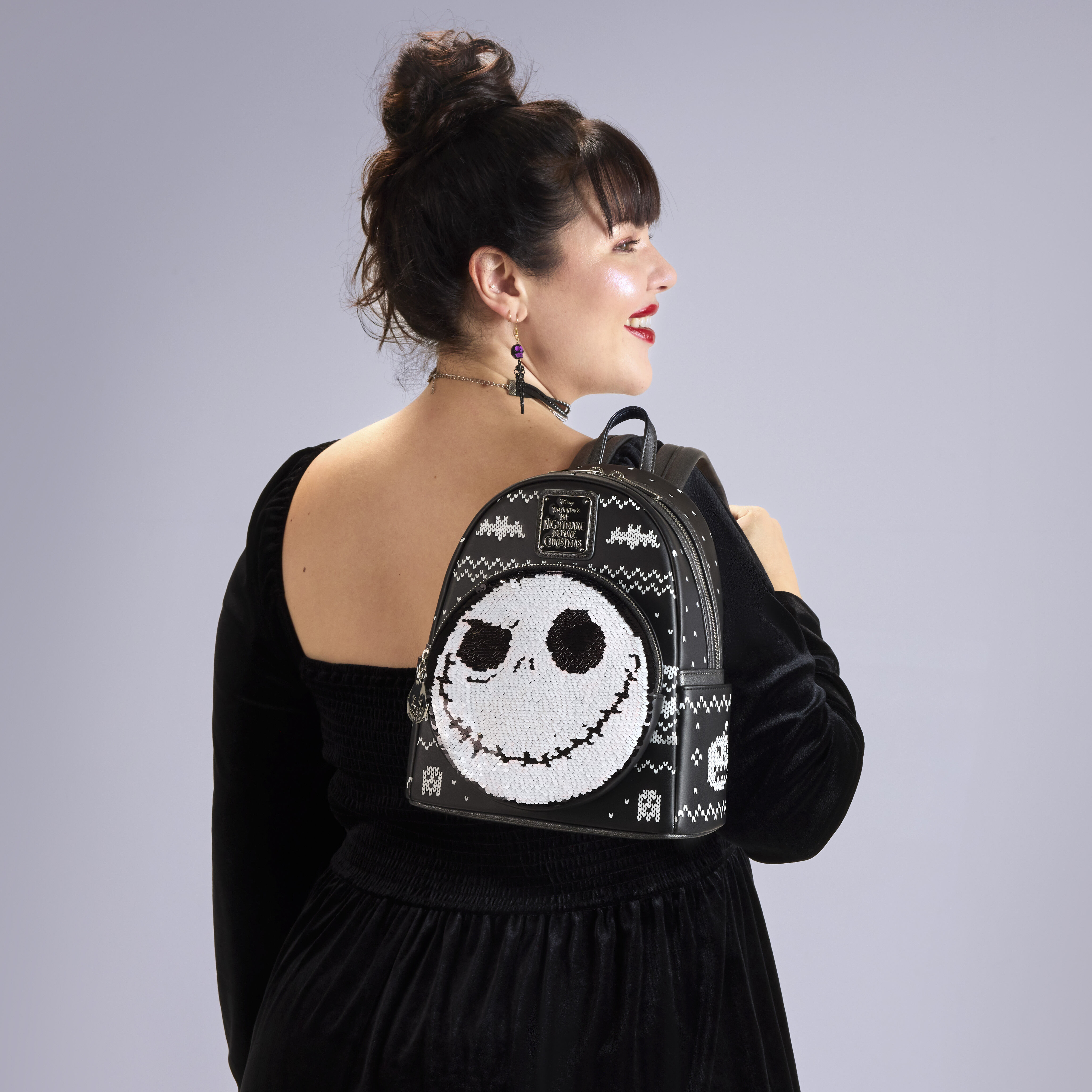 The Nightmare Before Christmas Jack Skellington Reversible Sequins Mini Backpack - Image 3