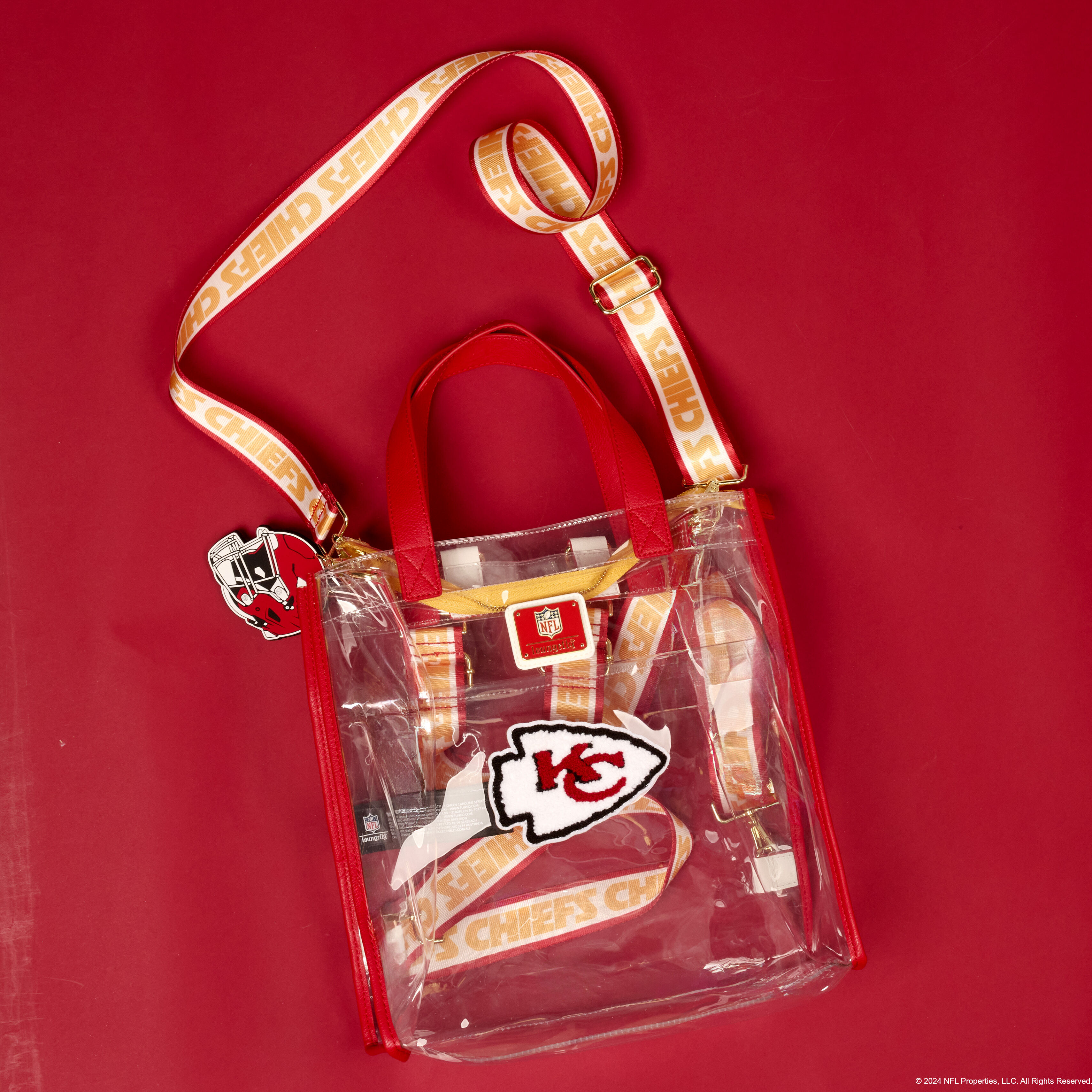 NFL Kansas City Chiefs Clear Convertible Backpack & Tote Crossbody Stadium Bag - Image 2