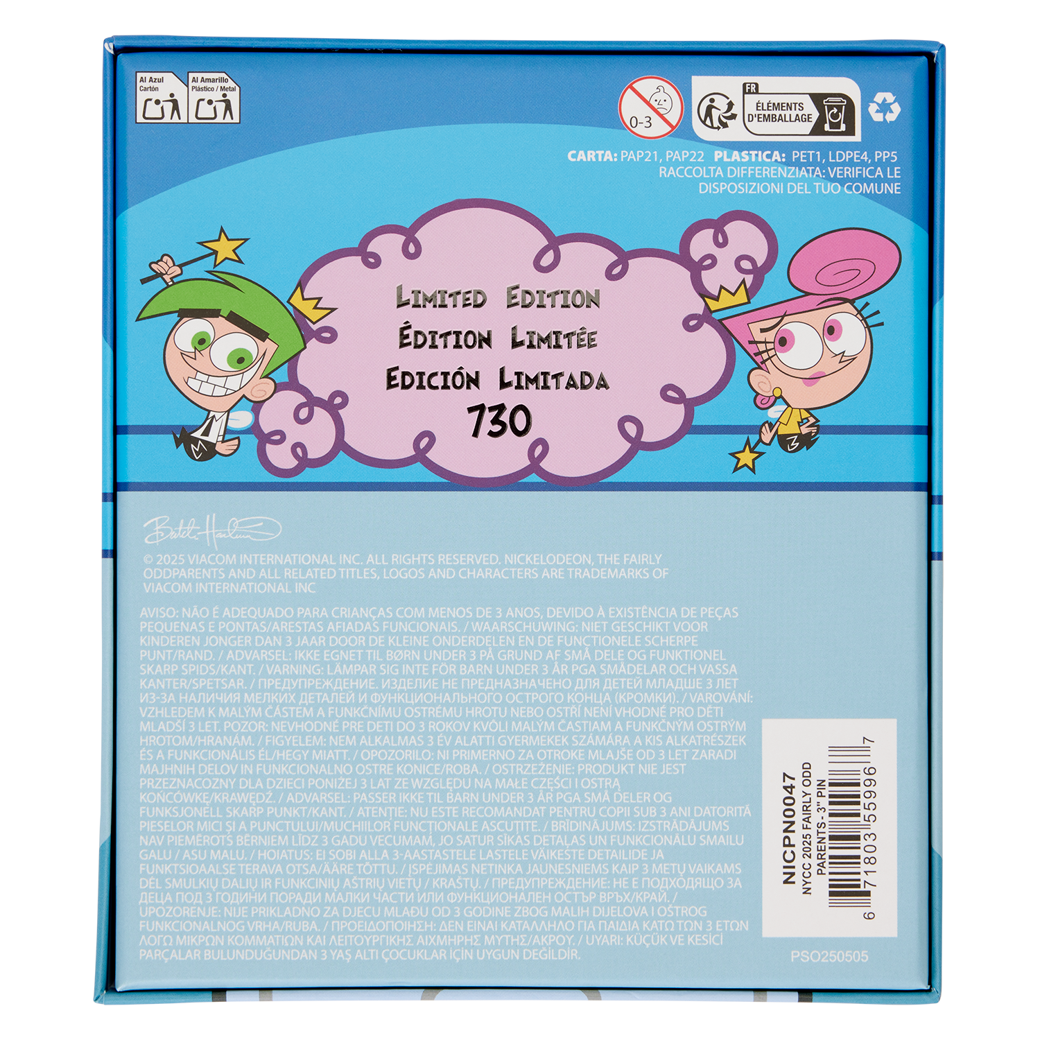 NYCC Limited Edition The Fairly OddParents Lenticular 3" Collector Box Pin - Image 7