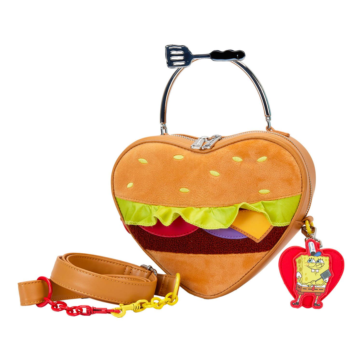 SpongeBob SquarePants Krabby Patty Plush Heart Figural Crossbody Bag
