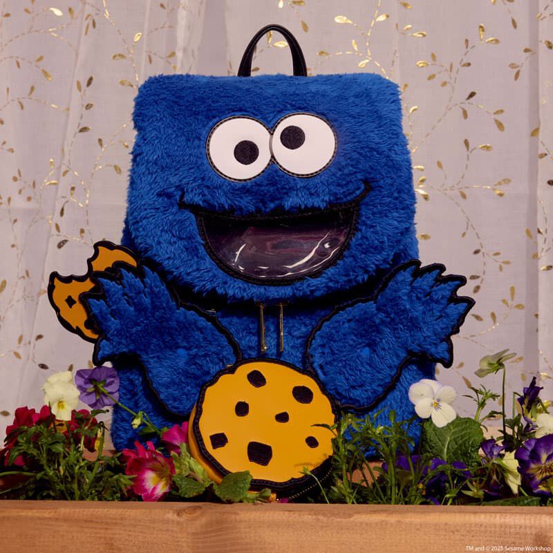 Sesame Street Cookie Monster Plush Cosplay Mini Backpack With Coin Bag - Image 2