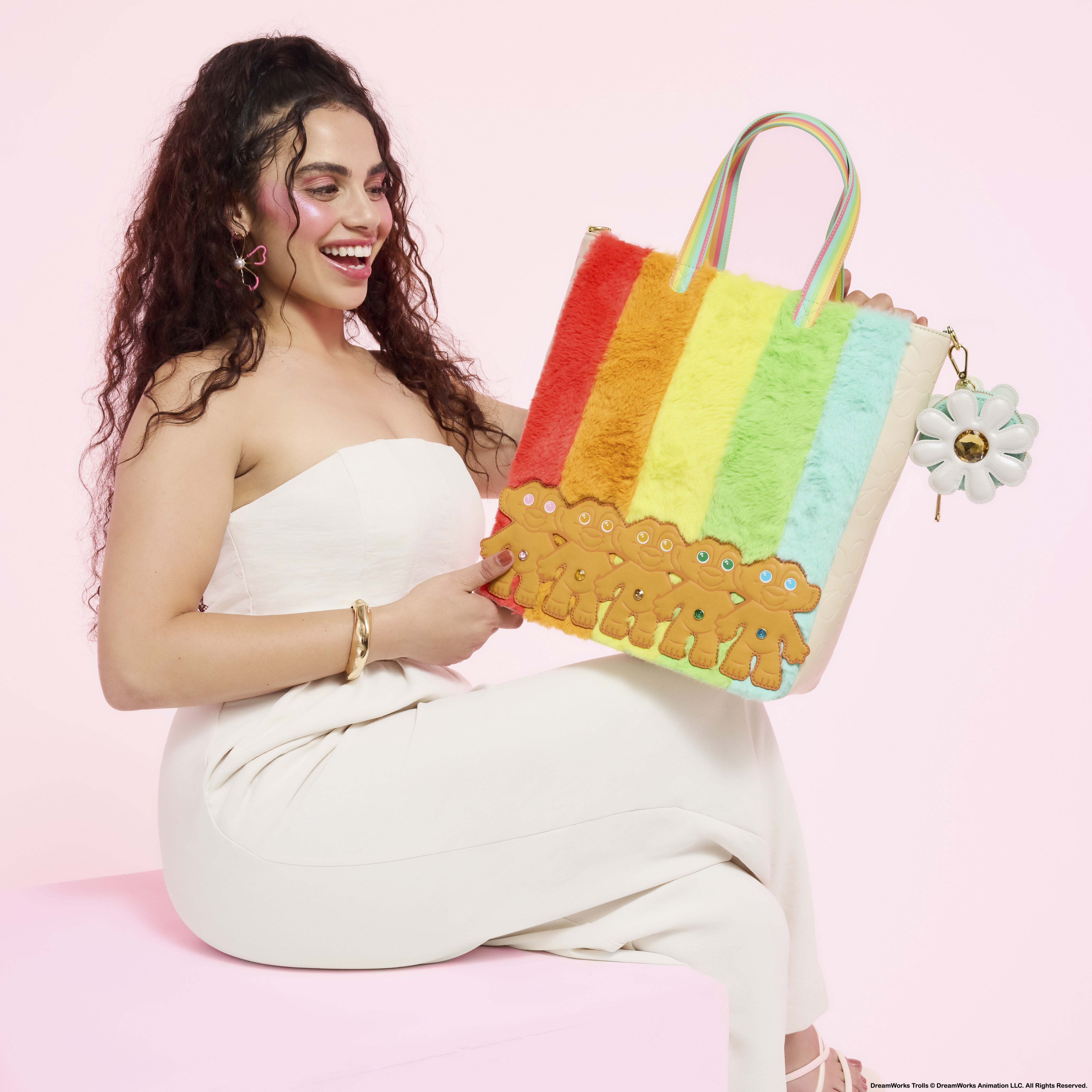 Classic Good Luck Trolls Plush Glitter Tote Crossbody Bag with Coin Bag - Image 2