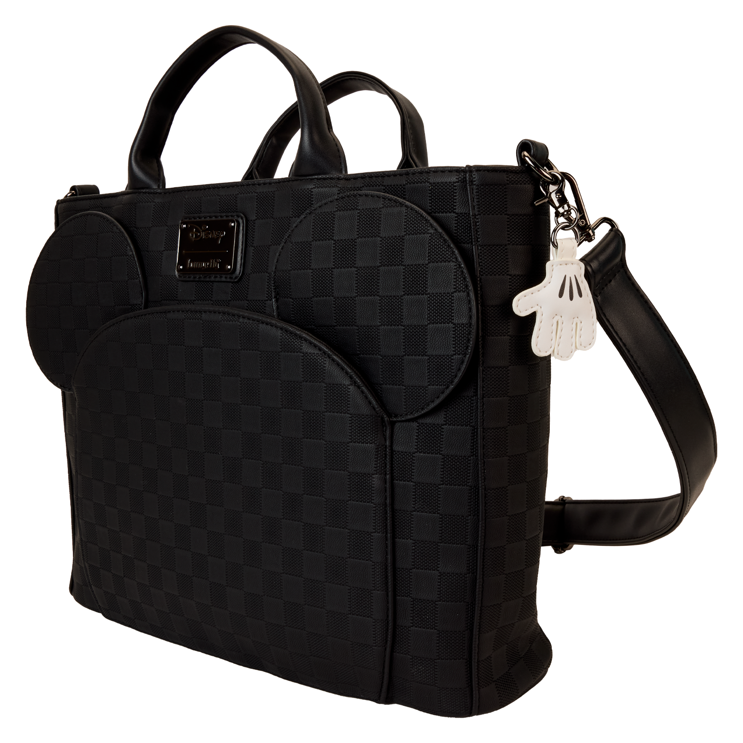 Mickey Mouse Checkered Texture Convertible Backpack & Tote Crossbody Bag - Image 3