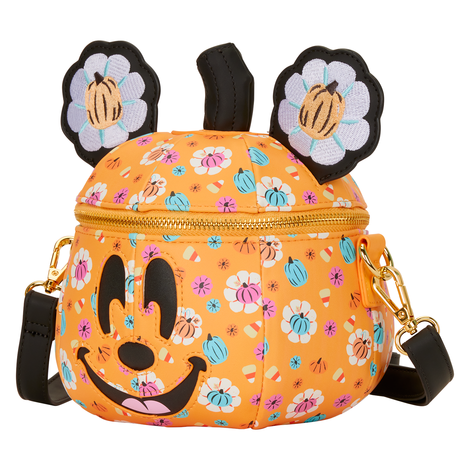 Mickey Mouse Floral Pumpkin Head Glow Figural Crossbody Bag - Image 5