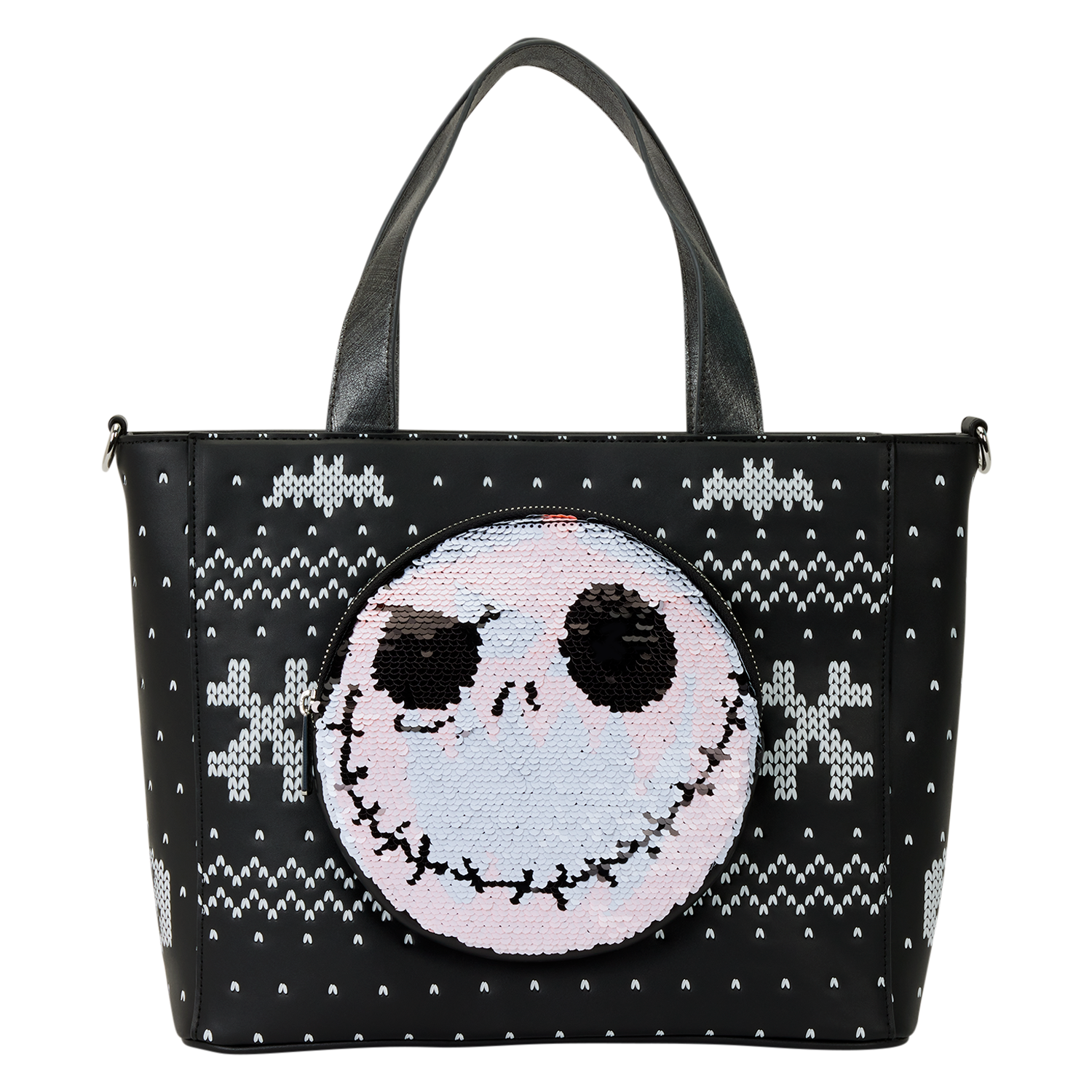 The Nightmare Before Christmas Jack Skellington Reversible Sequins Tote Crossbody Bag with Coin Bag