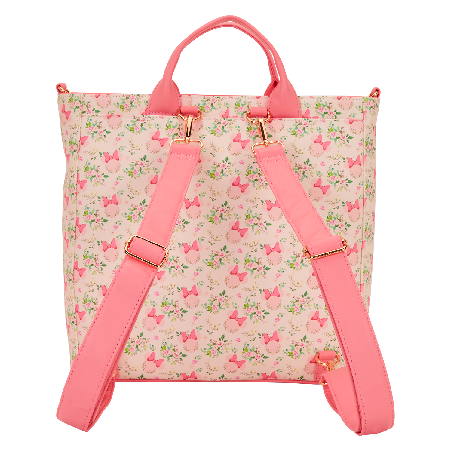 Minnie Mouse Floral All-Over Print Convertible Backpack & Tote Crossbody Bag - Image 6